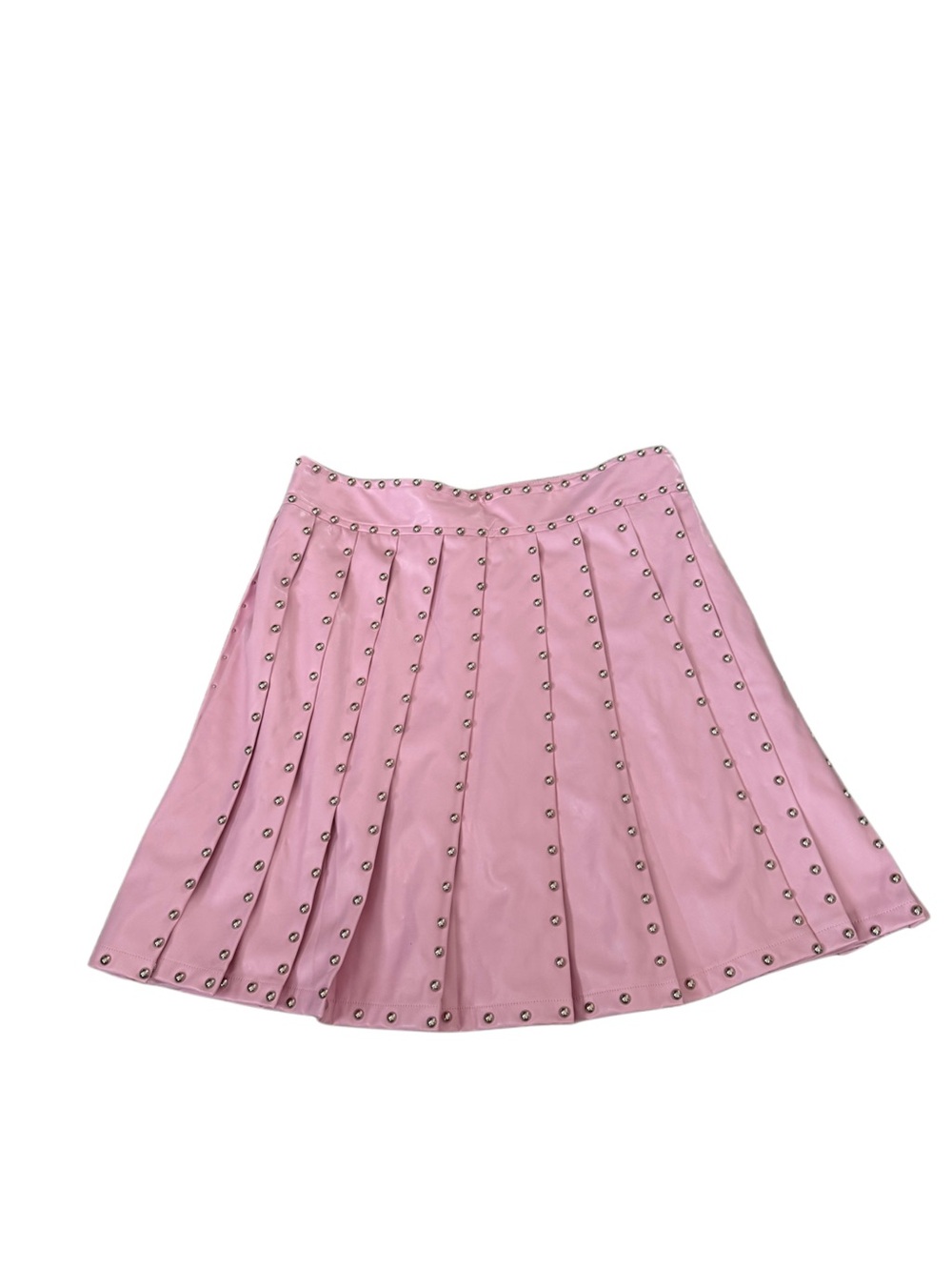 Edgy Feminine Punk Concert Pink Studded Pleated Women's Skirt Large